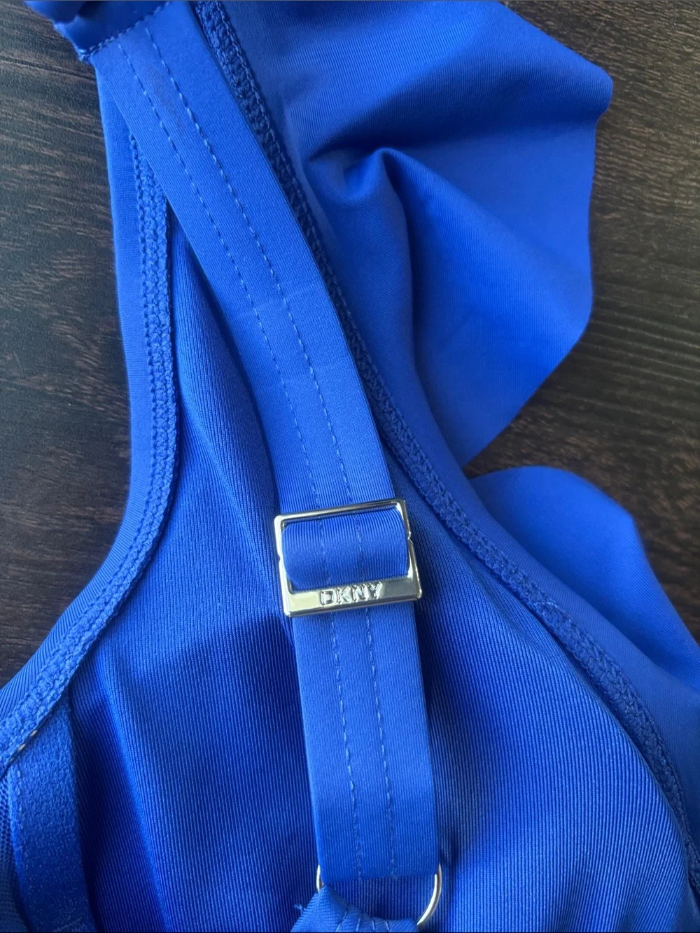 Dkny Cobalt Blue Ruffle Strap One-Piece Swimsuit - Picture 6 of 7
